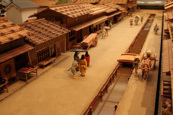 歴博に展示された江戸時代の町並みの精密模型