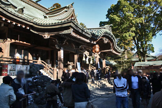 初詣客でにぎわう筑波山神社の境内