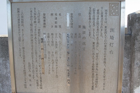 青空の下に建つ洲埼灯台。白い灯台が陽射しに映えて輝いている。