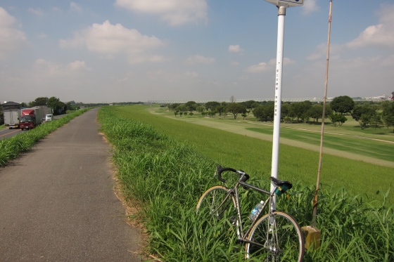 手賀沼近くのサイクリングロードを走る途中の風景