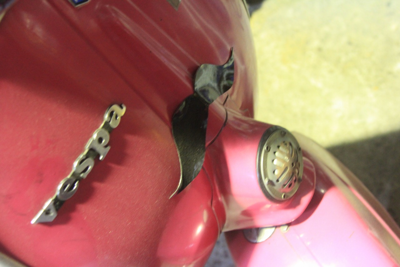 整備を終えた髭男爵ことベスパの車体