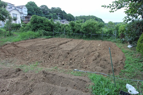 草むらが綺麗に耕されて整地された直後の畑