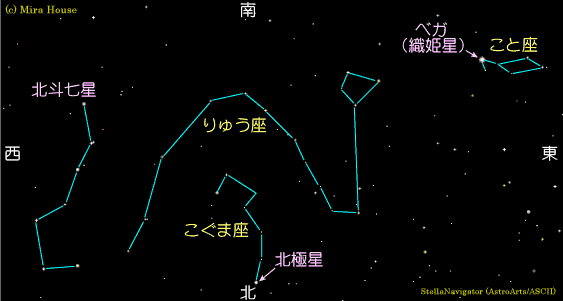 りゅう座流星群のピークを示す天文図