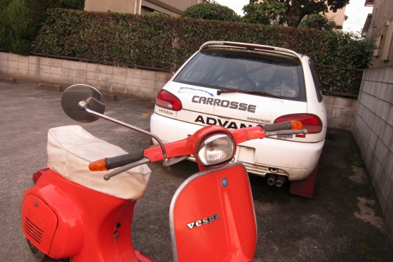 ボアアップ前の現状確認で試運転するvespa50s