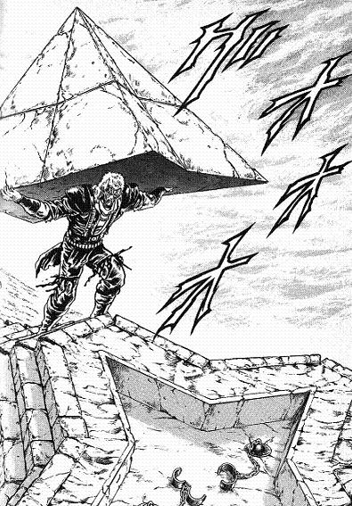 北斗の拳・シュウのごとく虫柱に例えたジョーク画像。