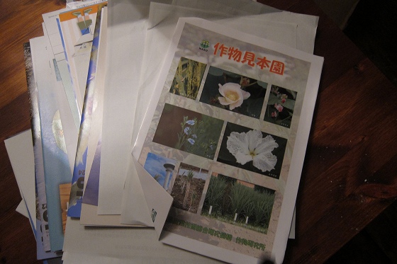 施設で配布されていた冊子の山(持ち帰り用)