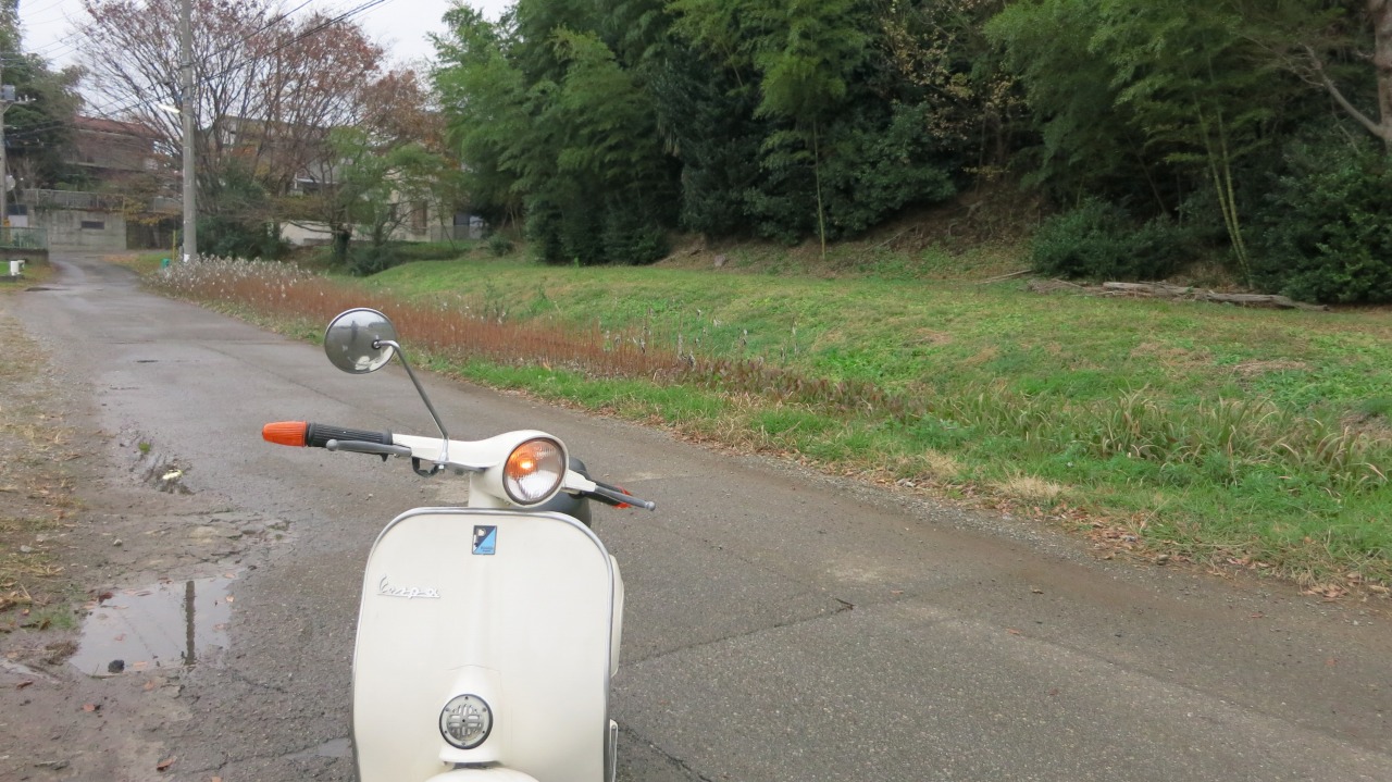 レッグシールドモール取り付け後のベスパ