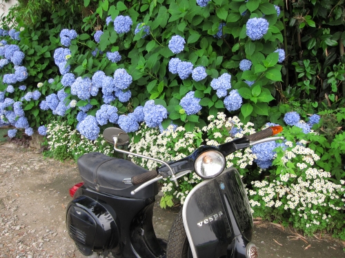 キャブレターを組み上げたVespa100の試運転中の様子