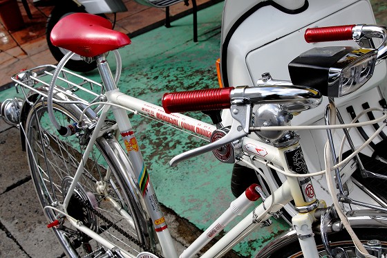 丸石ヤングホリデーの全体像、自転車が屋外に停められている