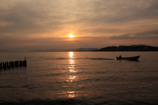 宍道湖で見た夕日の美しい景色