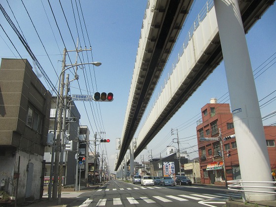 真っすぐ伸びるモノレールのレール下