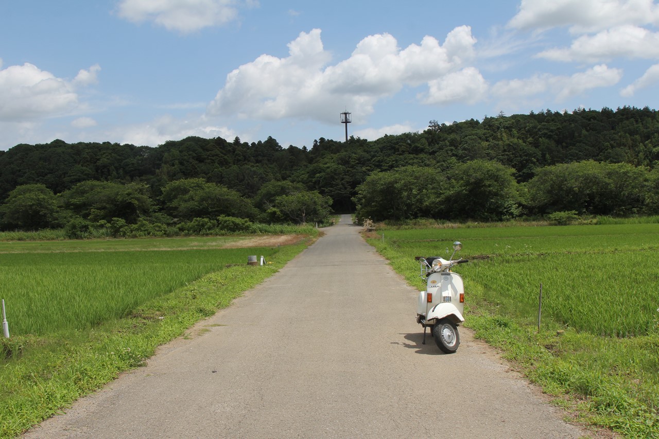試運転中のベスパP125X、走行シーン