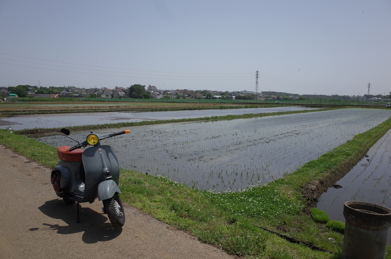組み上がったベスパ125ET3の試運転