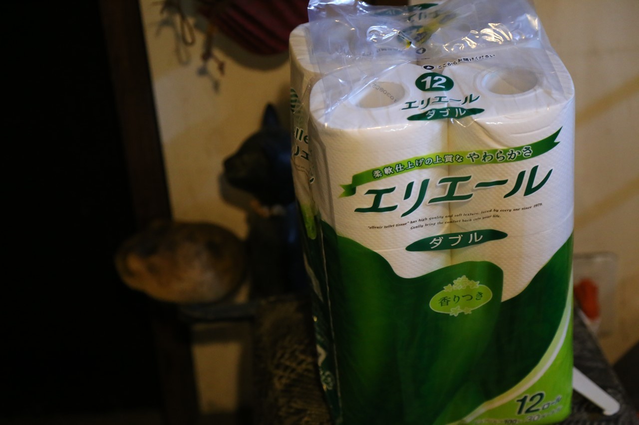 トイレットペーパーを入手して一安心の場面