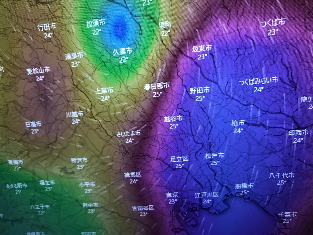 柏市の台風進路予報画面