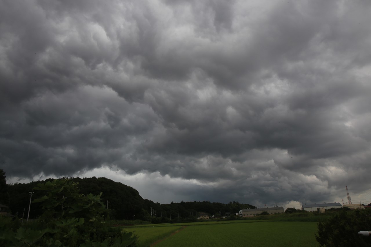 雷雲が広がる空の様子