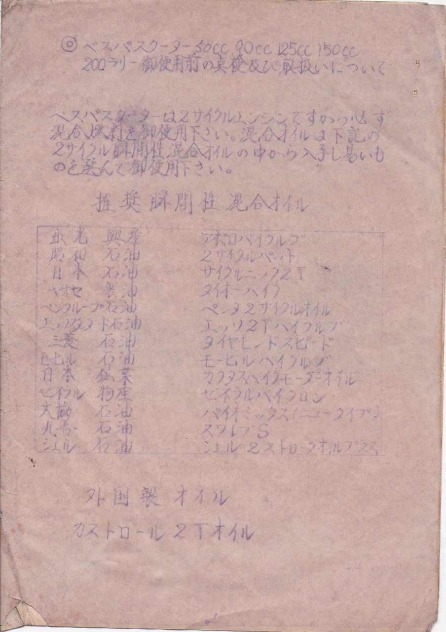 ベスパ取扱説明書のスキャンページ